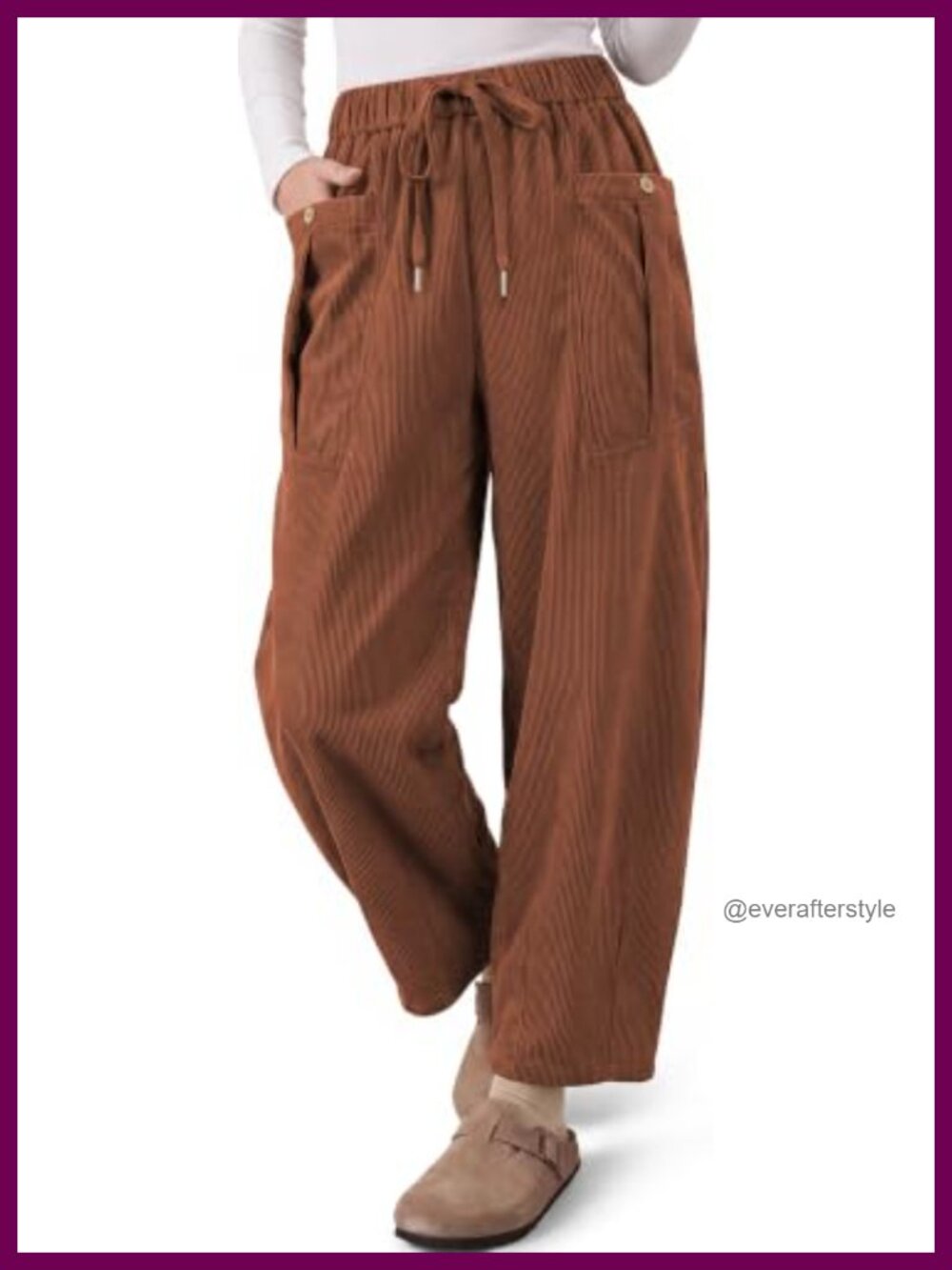 Corduroy Harem Pants Drawstring Baggy Tapered with Pockets